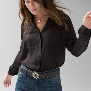 Long-Sleeve Soft Shirt WHITE HOUSE BLACK MARKET-MED- BLACK